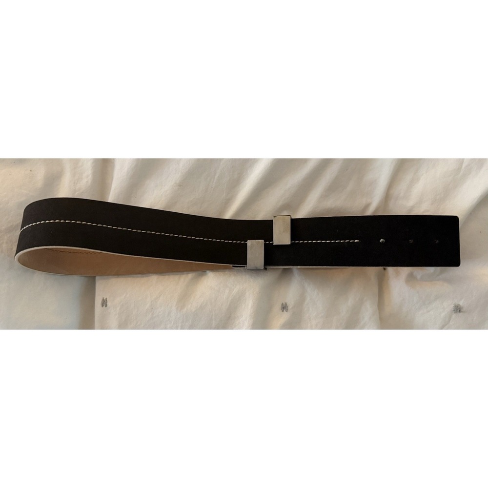 NEW Worth New York Italian Nubuck Leather Hip Belt Silver Buckle Medium M 38-40